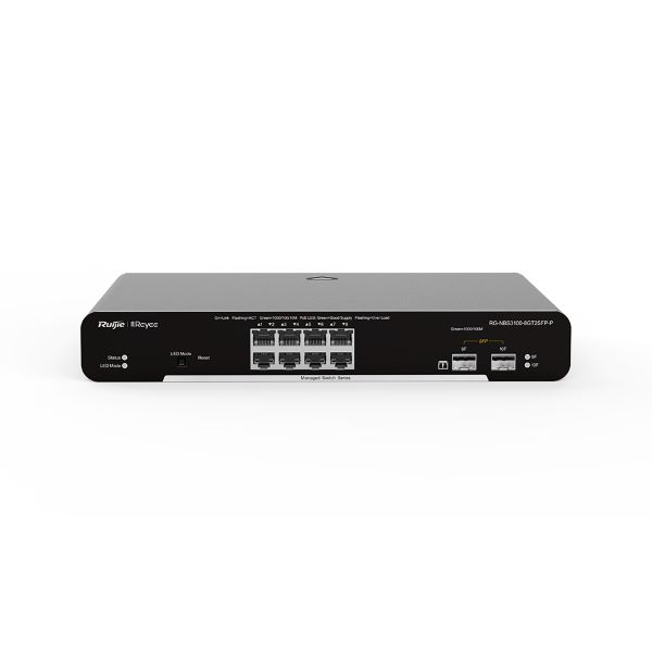 REYEE RG-NBS3100-8GT2SFP-P-V2 10 PORT 8X GIGABIT POE + 2X SFP UPLINK L2 CLOUD YÖNETILEBILIR 125W POE SWITCH