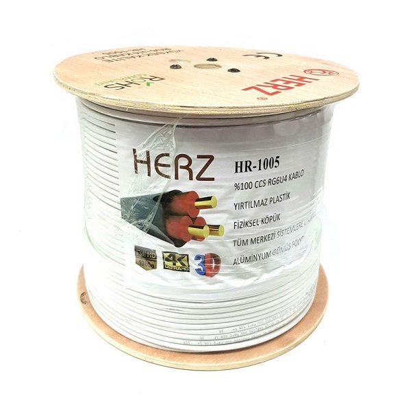 HR-1005 RG6/U4 GÜMÜS BEYAZ UYDU ANTEN KABLOSU 500 METRE (Y)