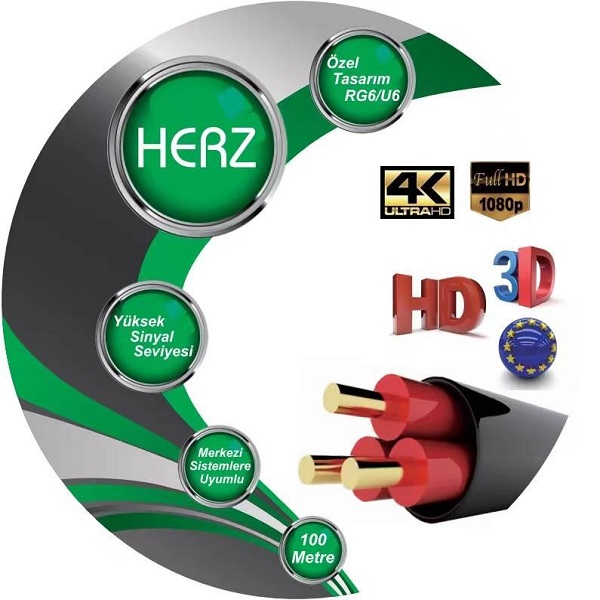 HR-6002 RG6/U6 UYDU ANTEN KABLOSU 100 METRE (Y)