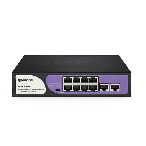 BDCOM S1000-8P2F 10 PORT 8X 10/100MB POE + 2X 10/100MB UPLINK YÖNETILEMEZ SWITCH