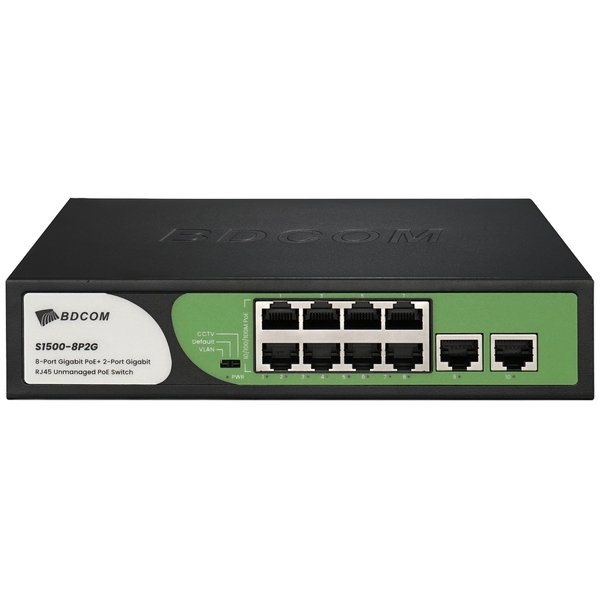 BDCOM S1500-8P2G 10 PORT 8X GB POE + 2X GB UPLINK YÖNETILEMEZ RACKMOUNT SWITCH