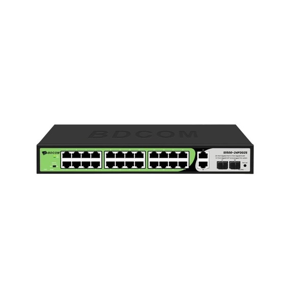BDCOM S1500-24P2G2S 28 PORT 24X GB POE+ + 2X GB UPLINK + 2X GB SFP YÖNETILEMEZ RACKMOUNT SWITCH