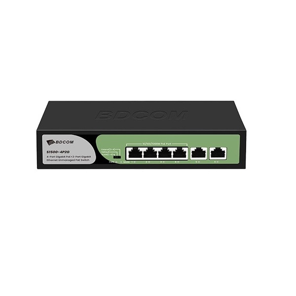BDCOM S1500-4P2G 6 PORT 4X GB POE + 2X GB UPLINK YÖNETILEMEZ RACKMOUNT SWITCH