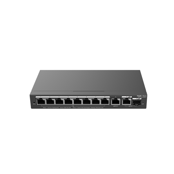 REYEE RG-ES210GS-P 10 PORT 8X GIGABIT POE + 1X GIGABIT RJ5 + 1X GIGABIT SFP CLOUD YÖNETILEBILIR SWITCH