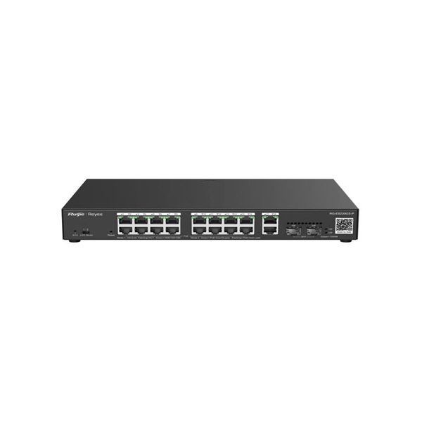 REYEE RG-ES220GS-P 20 PORT 16X GIGABIT POE + 2X GIGABIT UPLINK + 2X GIGABIT SFP UPLINK 250W CLOUD YÖNETILEBILIR SWITCH