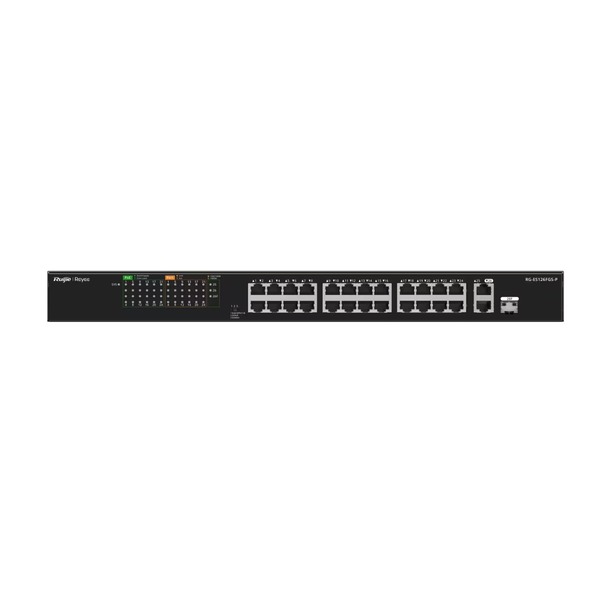 REYEE RG-ES126FGS-P 26 PORT 24X 10/100 MBPS + 1X GIGABIT UPLINK + 1X SFP GIGABIT UPLINK 370W YÖNETILEMEZ METAL SWITCH