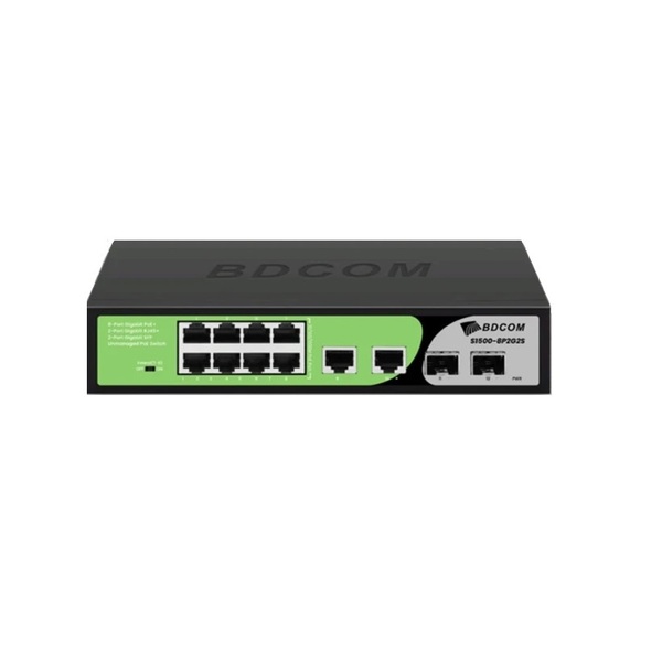 BDCOM S1500-8P2G2S 12 PORT 8X GB POE + 2X GB UPLINK + 2X GB SFP YÖNETILEMEZ RACKMOUNT SWITCH