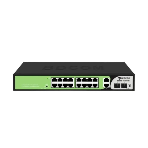 BDCOM S1500-16P2G2S 20 PORT 16X GB POE+ + 2X GB UPLINK + 2X GB SFP YÖNETILEMEZ RACKMOUNT SWITCH